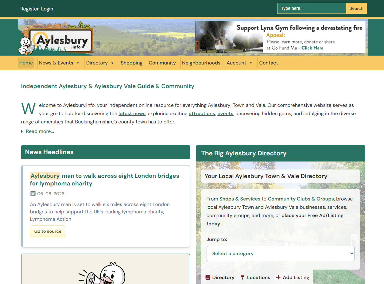 Aylesbury info website by Matt Phillips