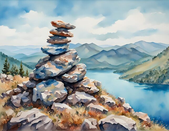 Mountain-top Cairn Art